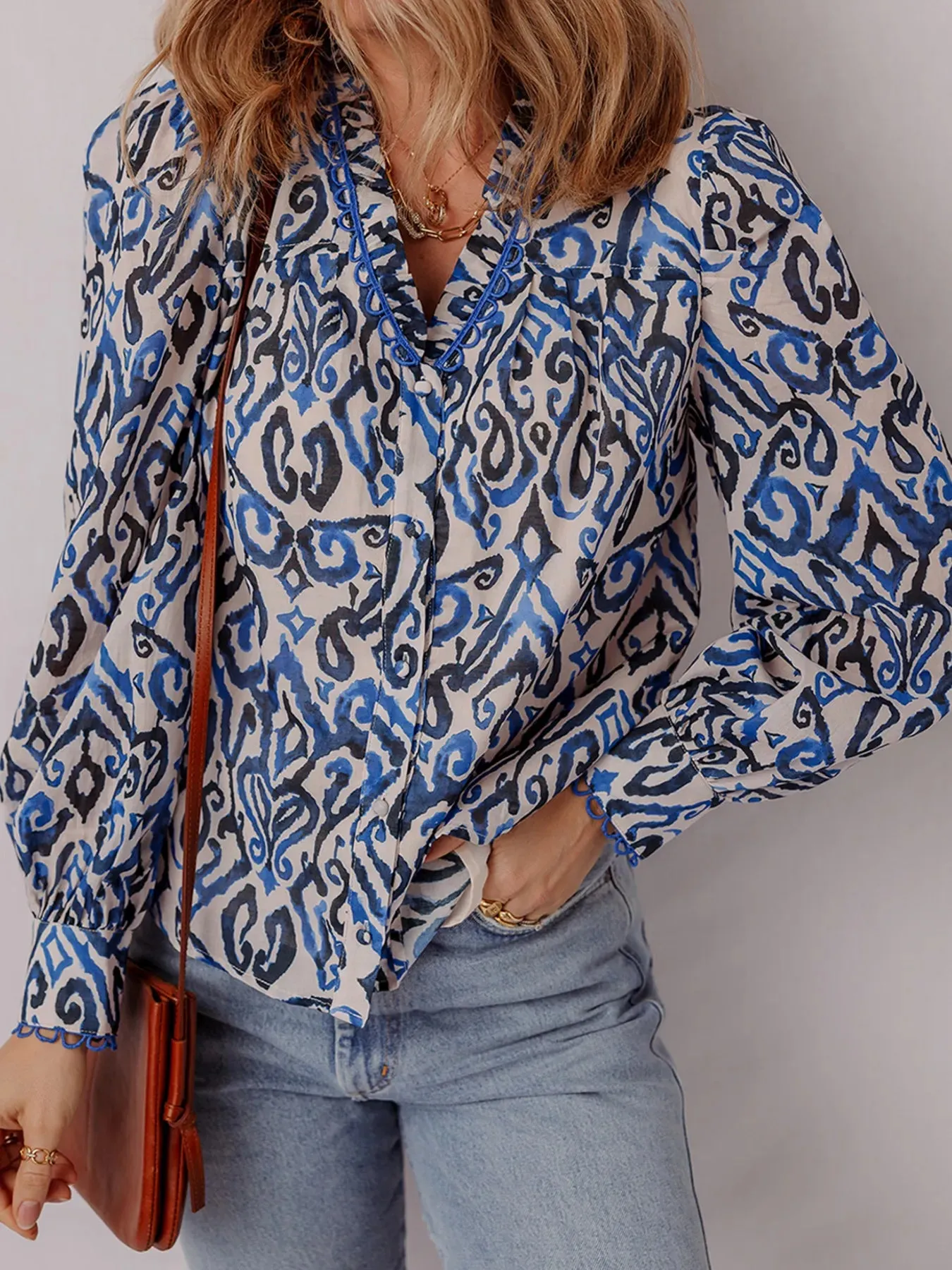 Paisley Print Long Sleeve Blouse sold by Charming Charlie product image thumbnail 3