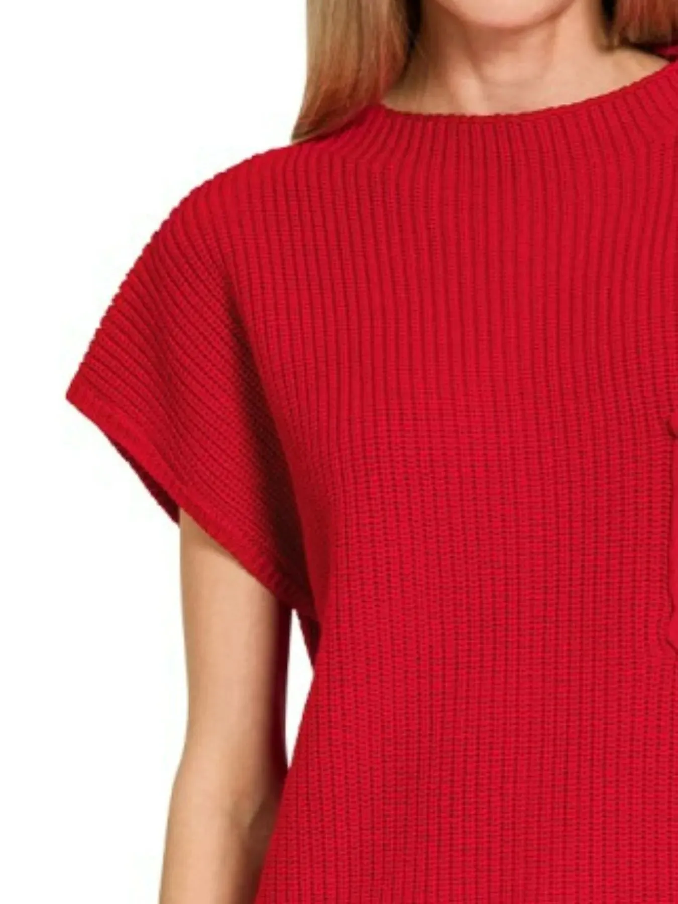 Zenana Mock Neck Short Sleeve Sweater sold by Charming Charlie product image thumbnail 3