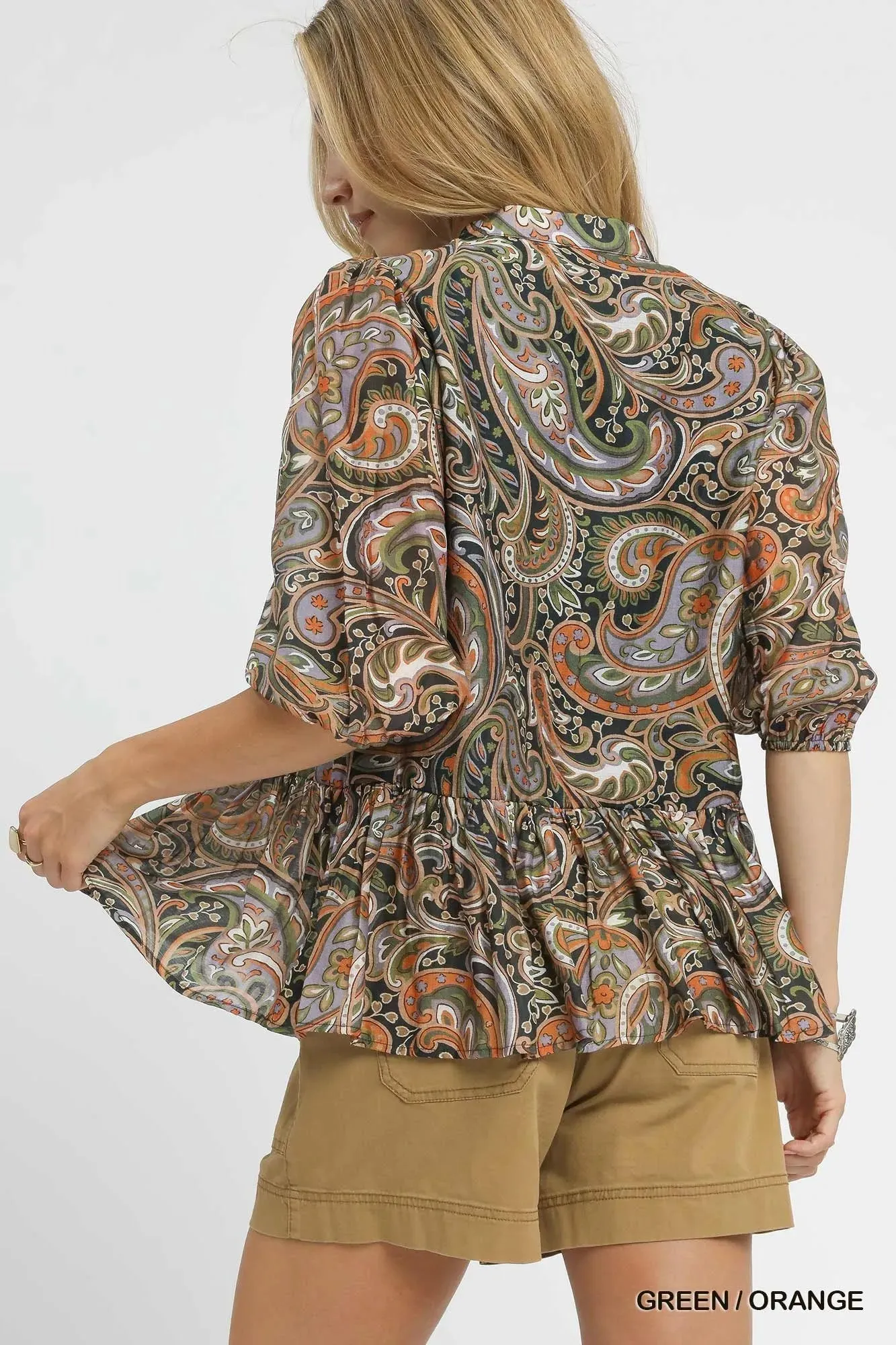 Umgee Paisley Print Peplum Blouse sold by Charming Charlie product image thumbnail 5