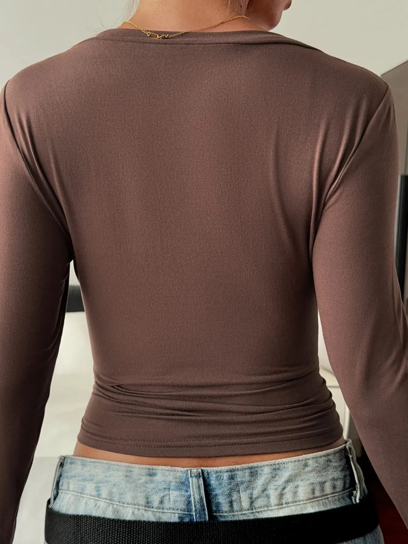 V-Neck Long Sleeve Fitted T-Shirt sold by Charming Charlie product image thumbnail 3