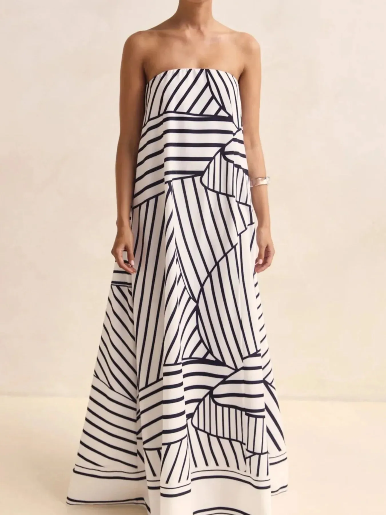 Smocked Printed Tube Maxi Dress sold by Charming Charlie product image thumbnail 3