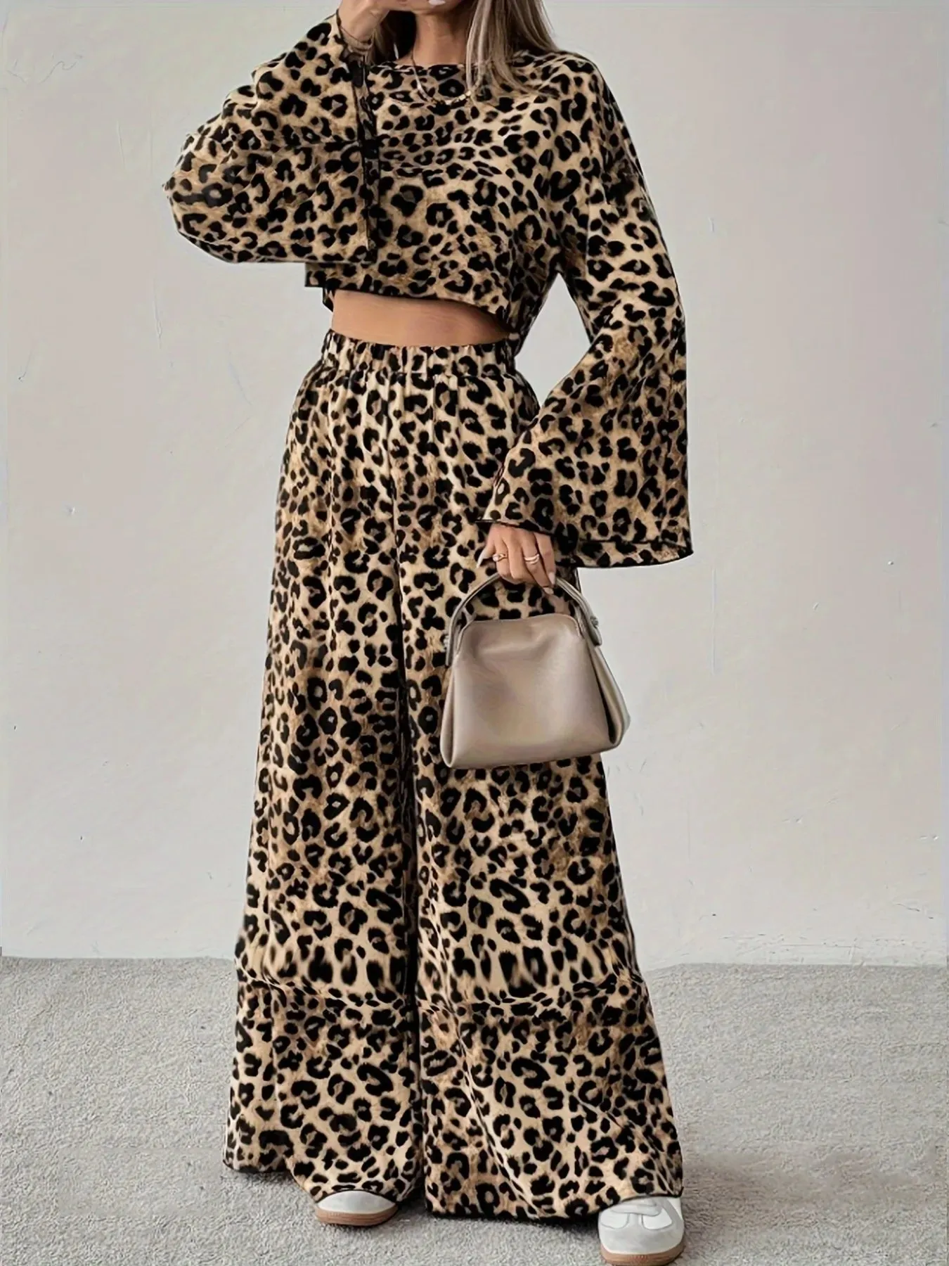 Leopard Print Long Sleeve Top and Pants Set sold by Charming Charlie product image thumbnail 3