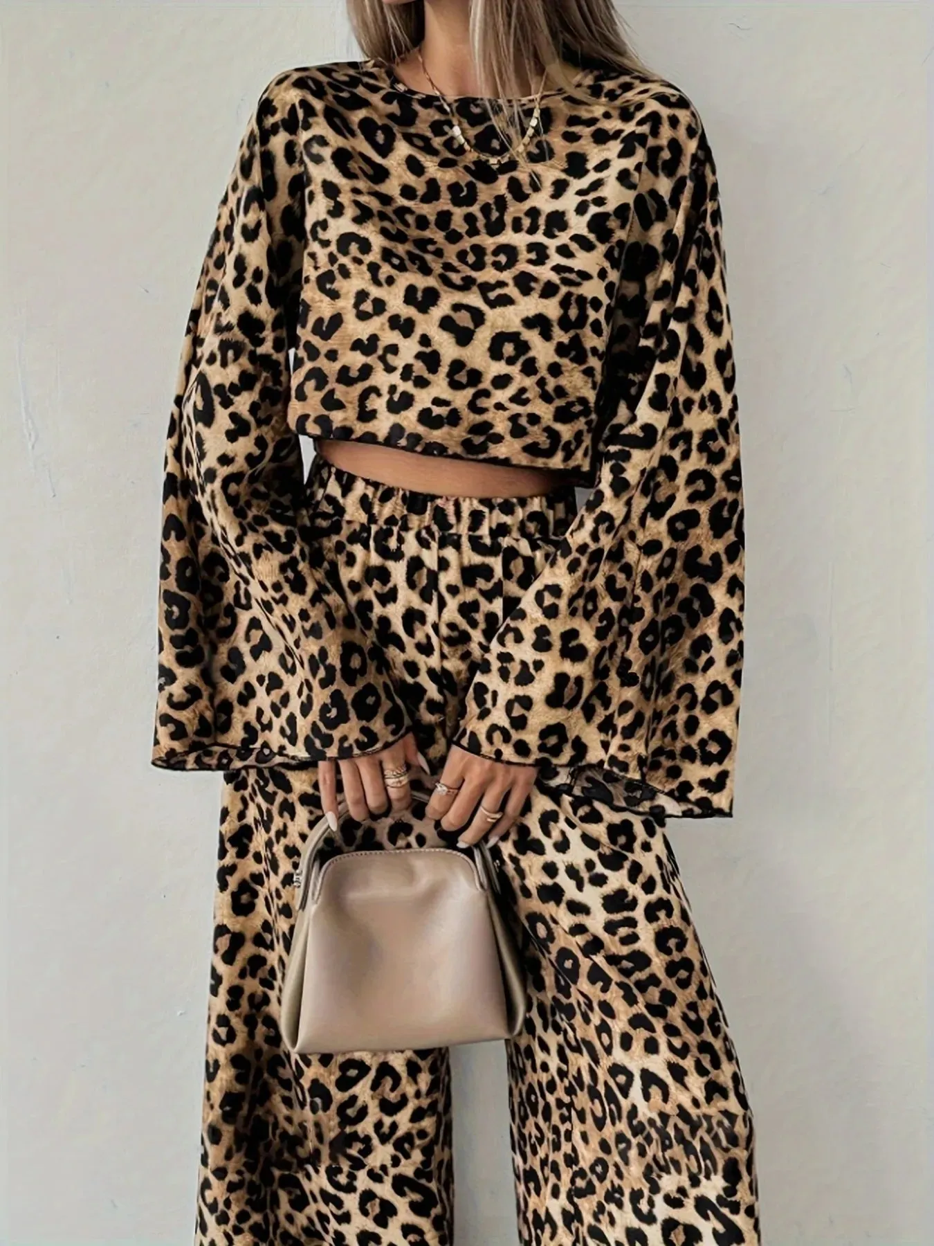 Leopard Print Long Sleeve Top and Pants Set sold by Charming Charlie product image thumbnail 5
