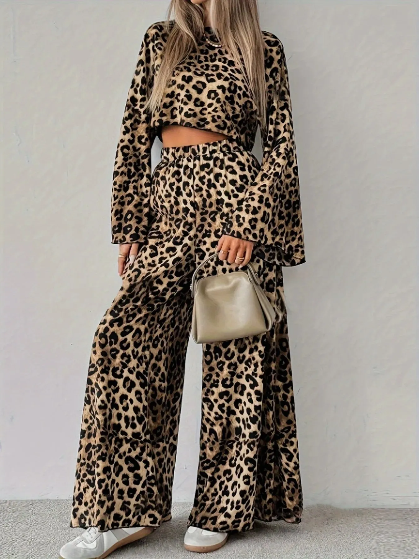 Leopard Print Long Sleeve Top and Pants Set sold by Charming Charlie