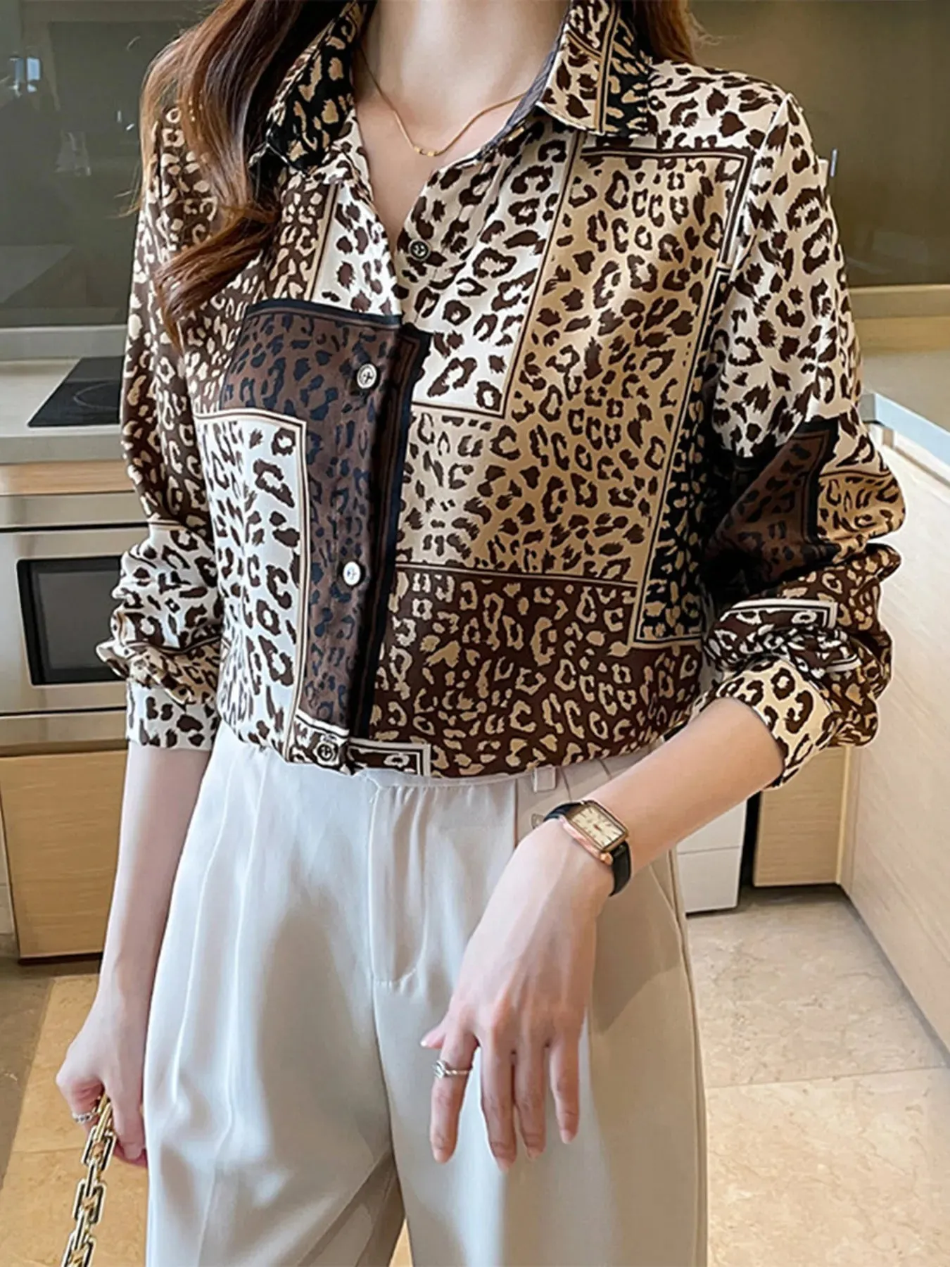 Leopard Print Button-Up Shirt sold by Charming Charlie product image thumbnail 2