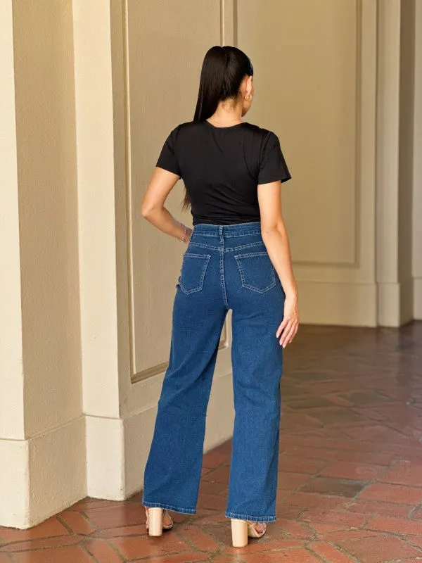 Embroidered Distressed Heart Wide Leg Denim Jean sold by Charming Charlie product image thumbnail 5