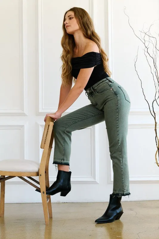 TUMMY CONTROL HIGH RISE SLIM STRAIGHT JEANS sold by Charming Charlie