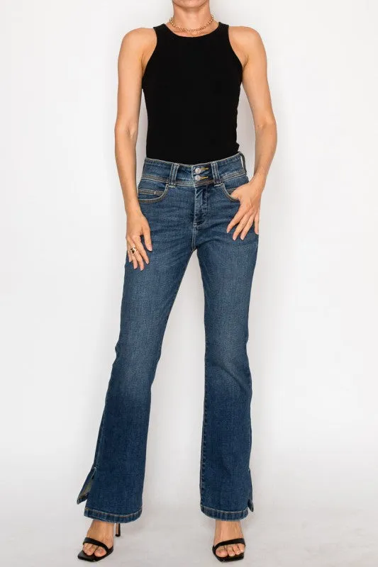 Tummy Control Double Button High Rise Bootcut sold by Charming Charlie