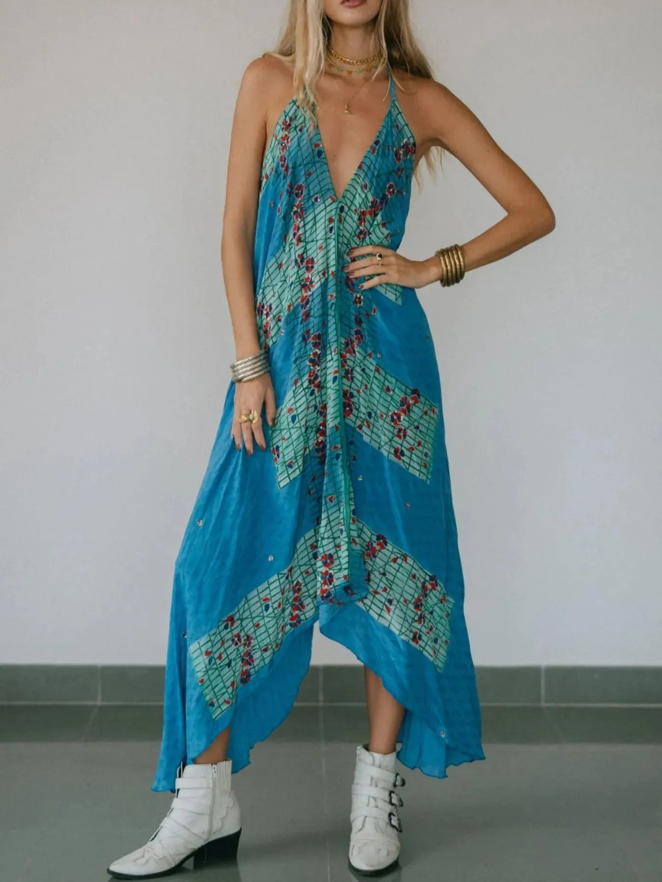 Backless Printed Halter Neck Maxi Dress sold by Charming Charlie product image thumbnail 2