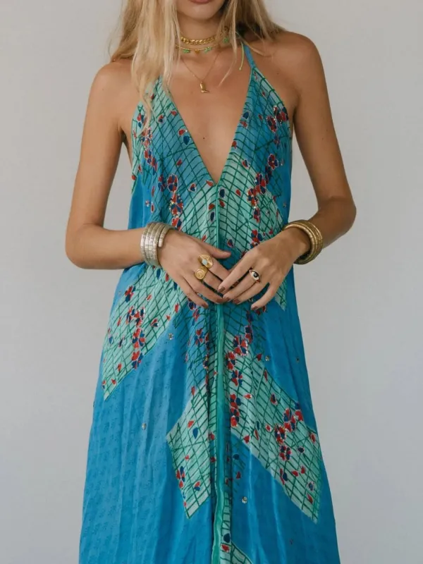Backless Printed Halter Neck Maxi Dress sold by Charming Charlie