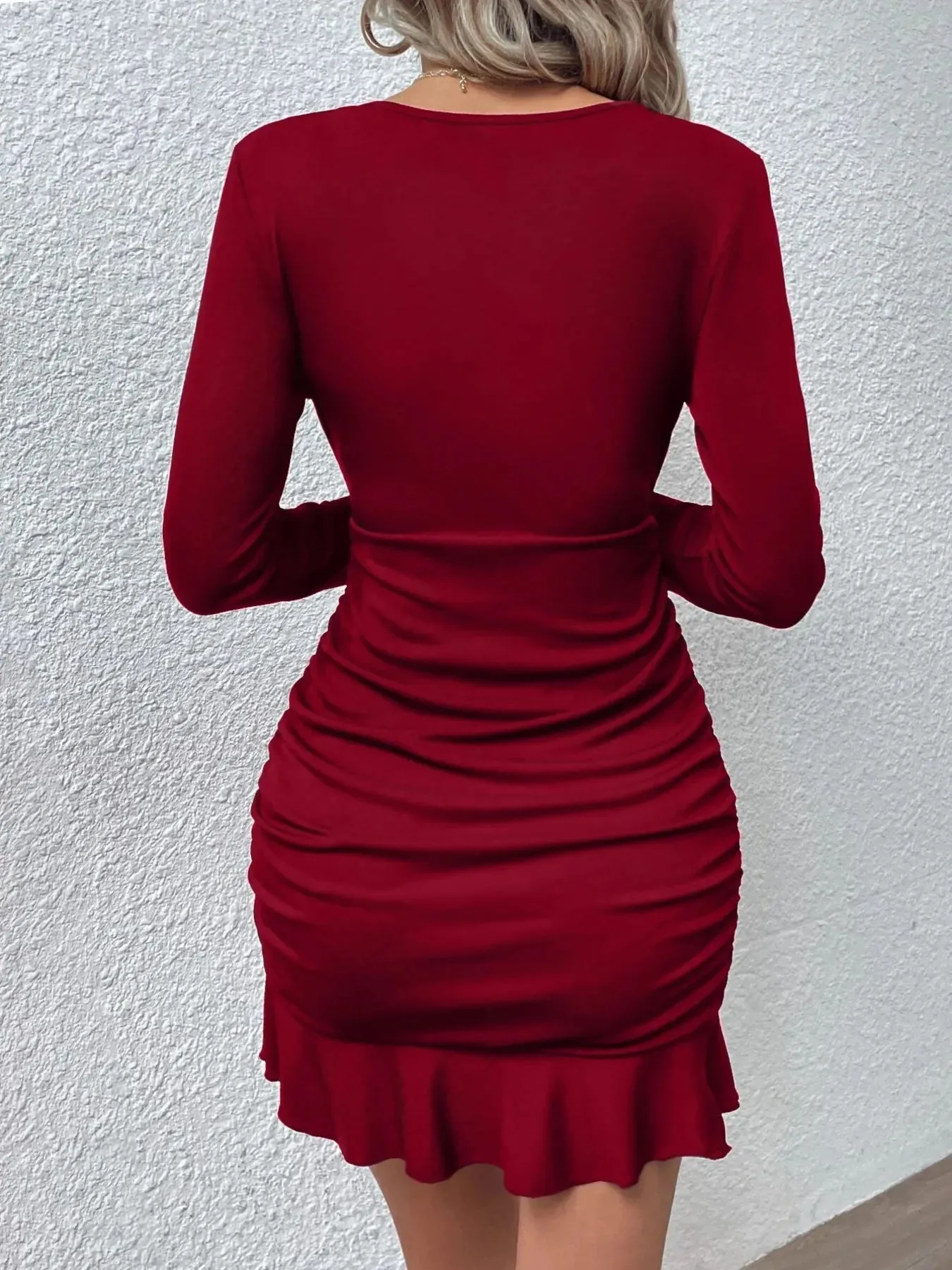 Ruffled Hem Long Sleeve Dress sold by Charming Charlie product image thumbnail 5