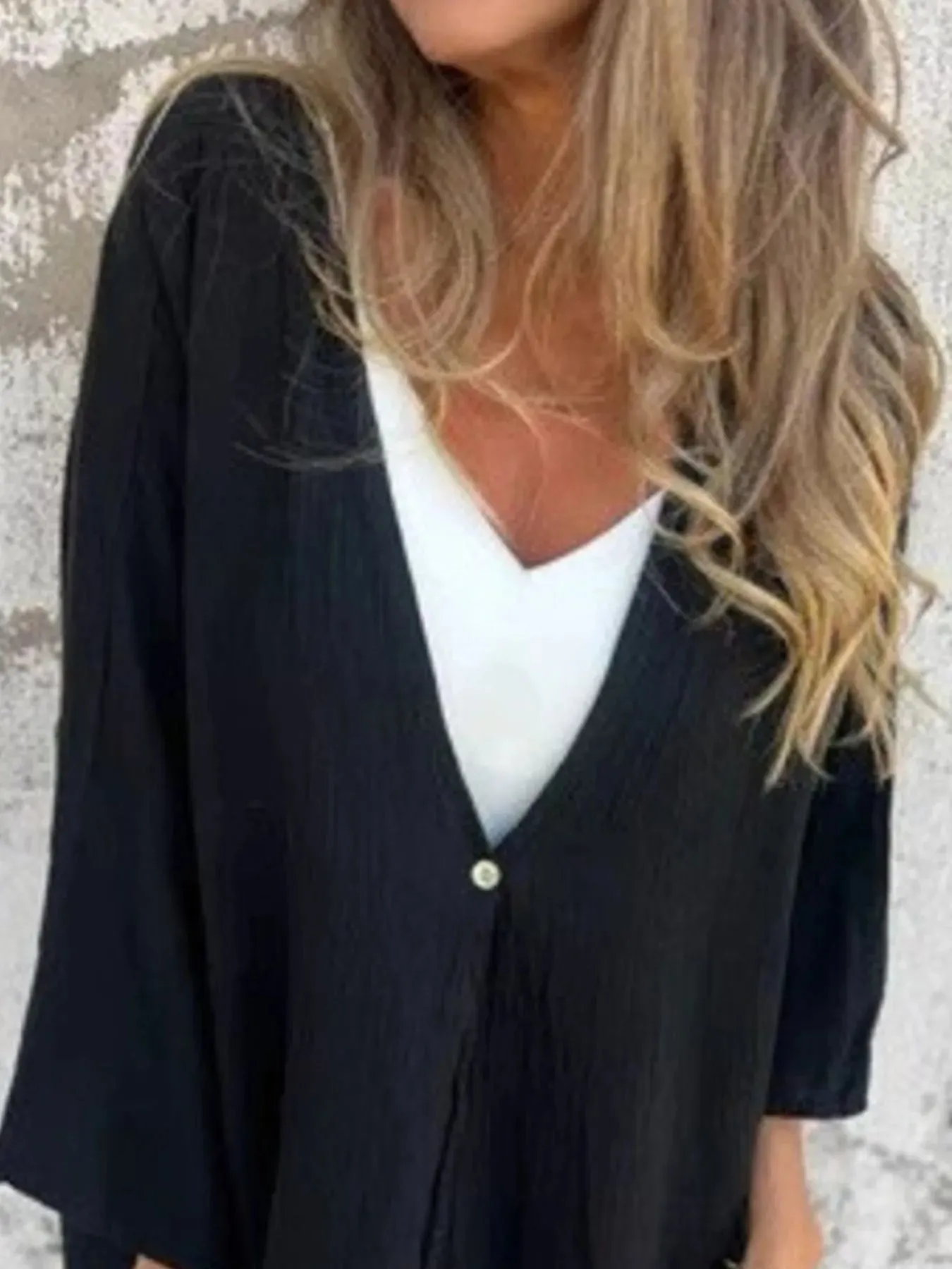 Full Size Oversized Button-Up Cardigan Plus Size sold by Charming Charlie product image thumbnail 5