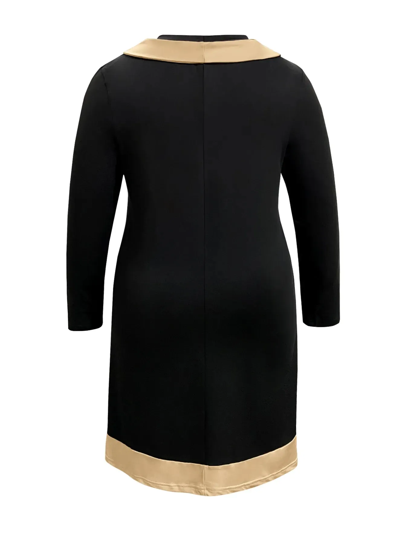 Plus Size Contrast Trim Drawstring Long Sleeve Mini Dress sold by Charming Charlie product image thumbnail 2