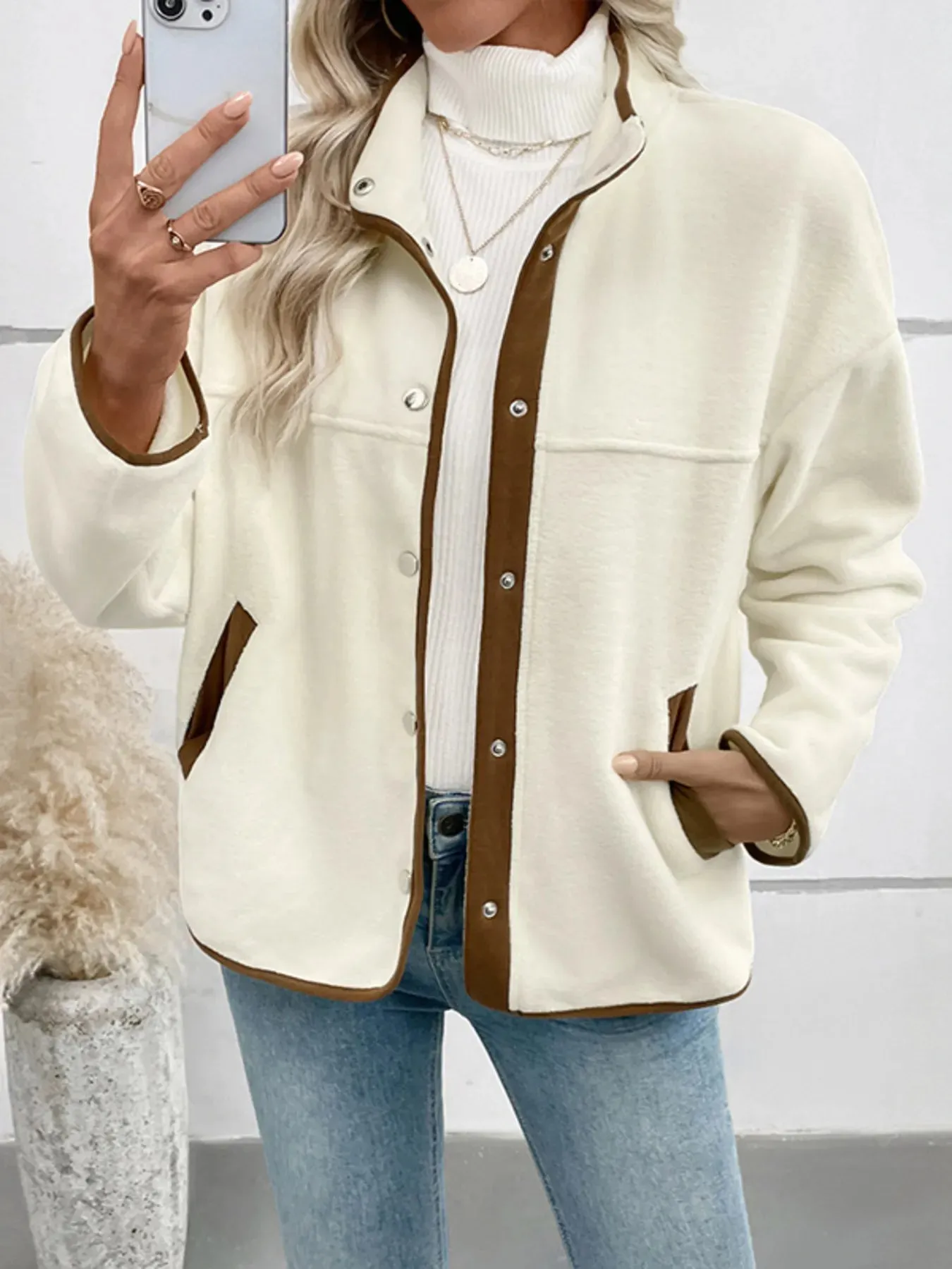 Snap Down Long Sleeve Jacket sold by Charming Charlie product image thumbnail 3