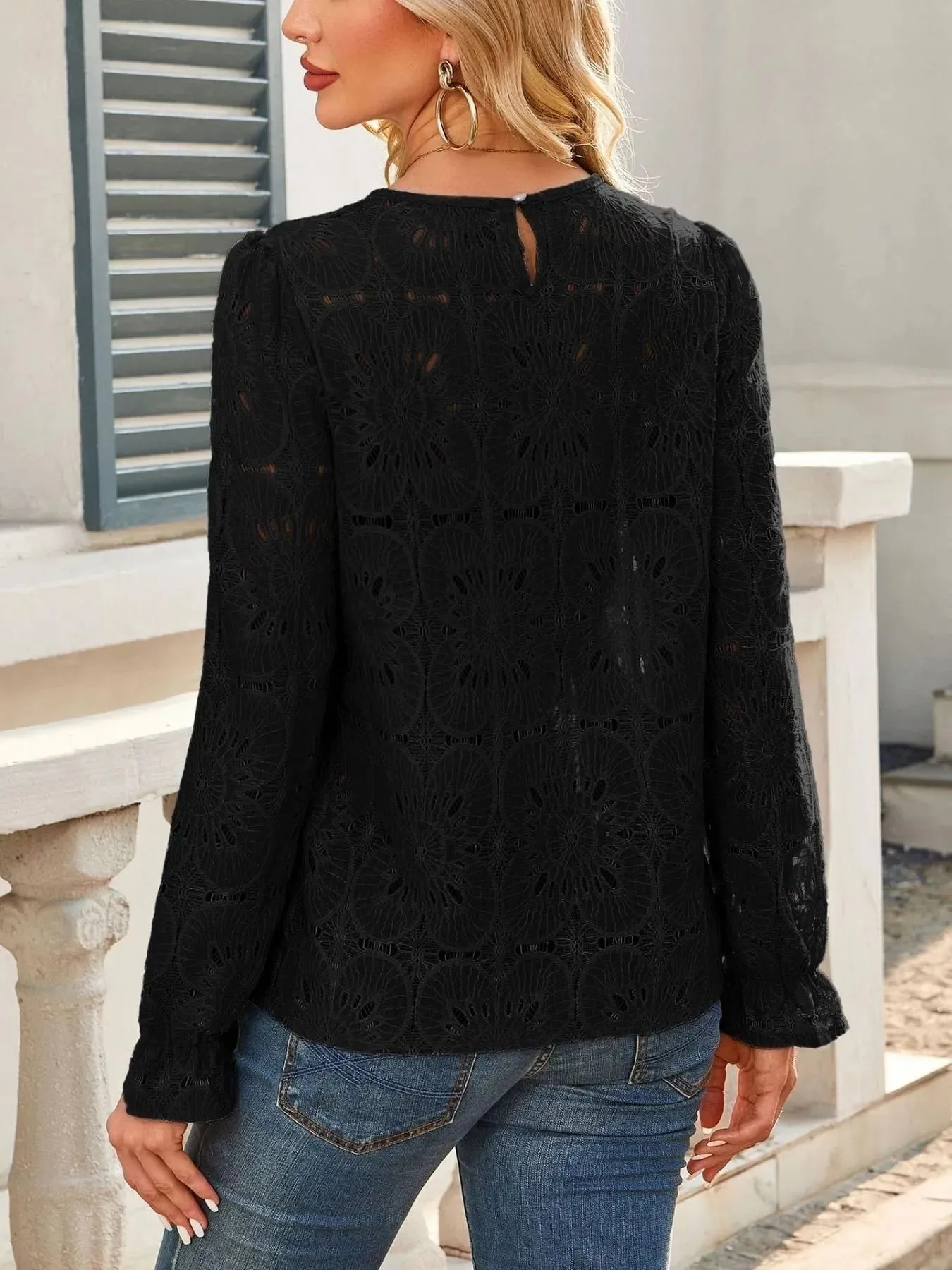 Openwork Flounce Sleeve Top sold by Charming Charlie product image thumbnail 4