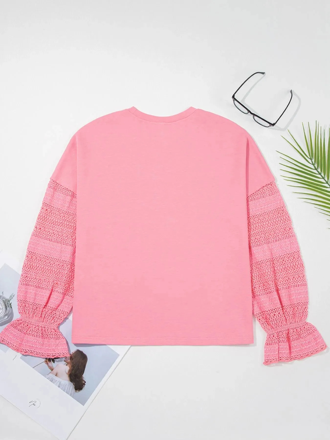 Lace Detail Flounce Sleeve Sweatshirt sold by Charming Charlie product image thumbnail 5