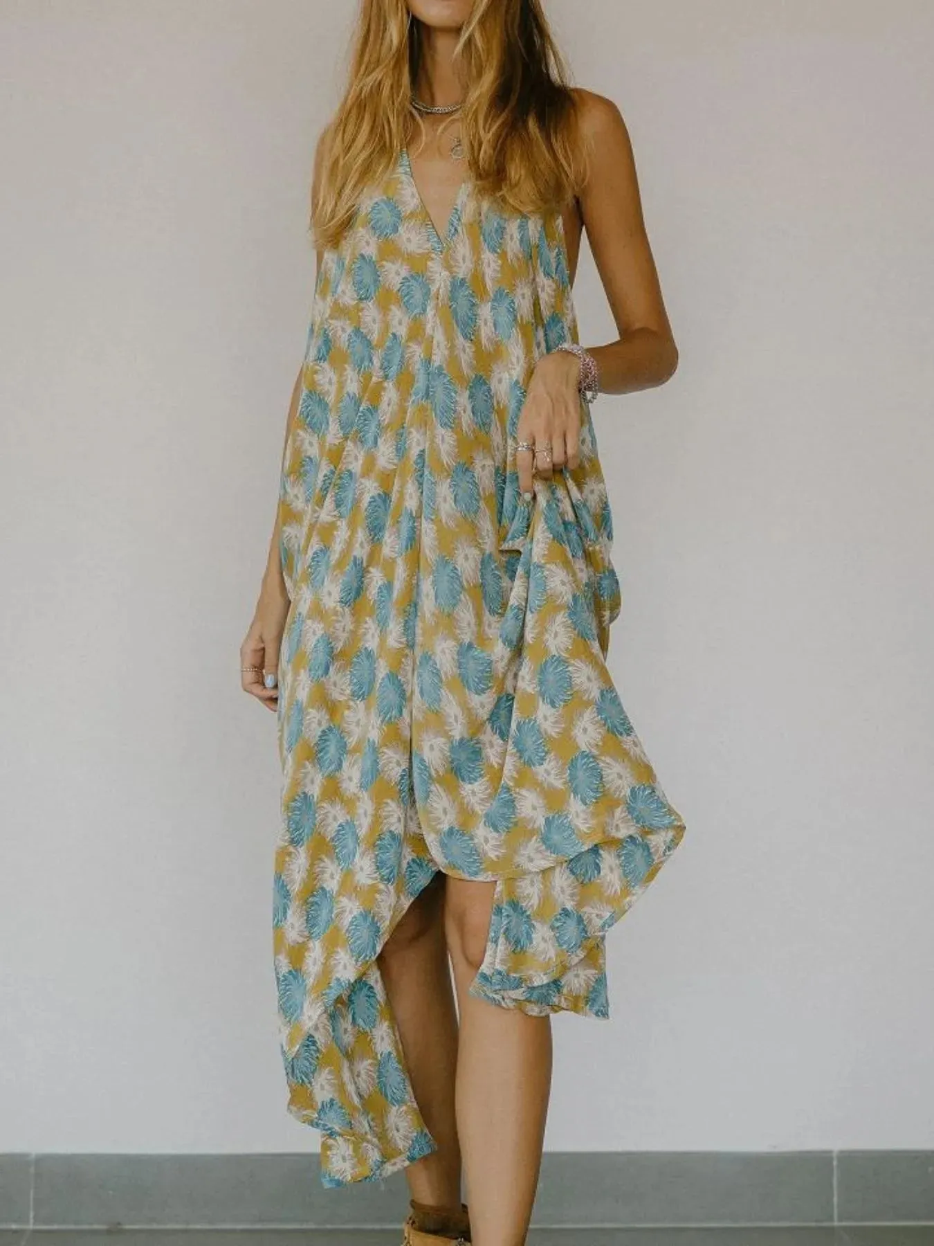 Asymmetrical Hem Printed Halter Neck Dress sold by Charming Charlie product image thumbnail 2
