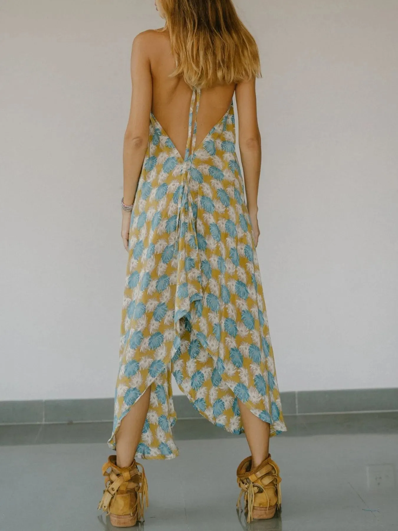 Asymmetrical Hem Printed Halter Neck Dress sold by Charming Charlie product image thumbnail 4