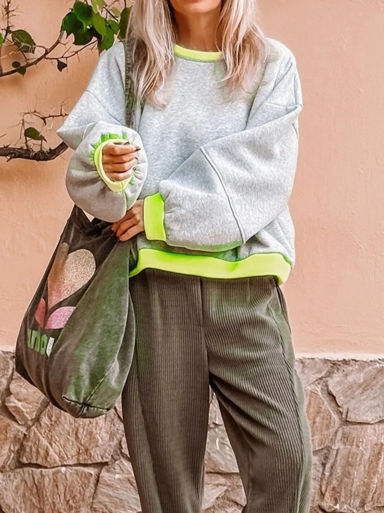 Contrast Trim Oversized Sweatshirt sold by Charming Charlie product image thumbnail 2