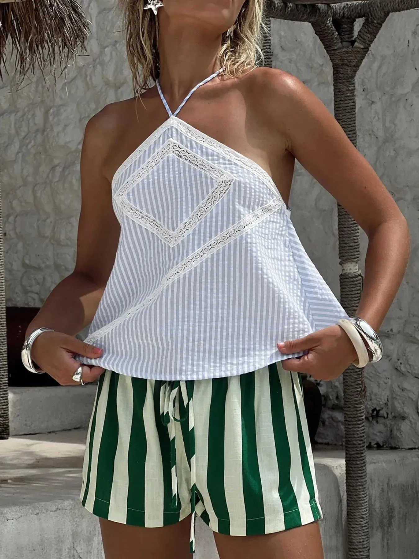 Striped Halter Neck Cami sold by Charming Charlie