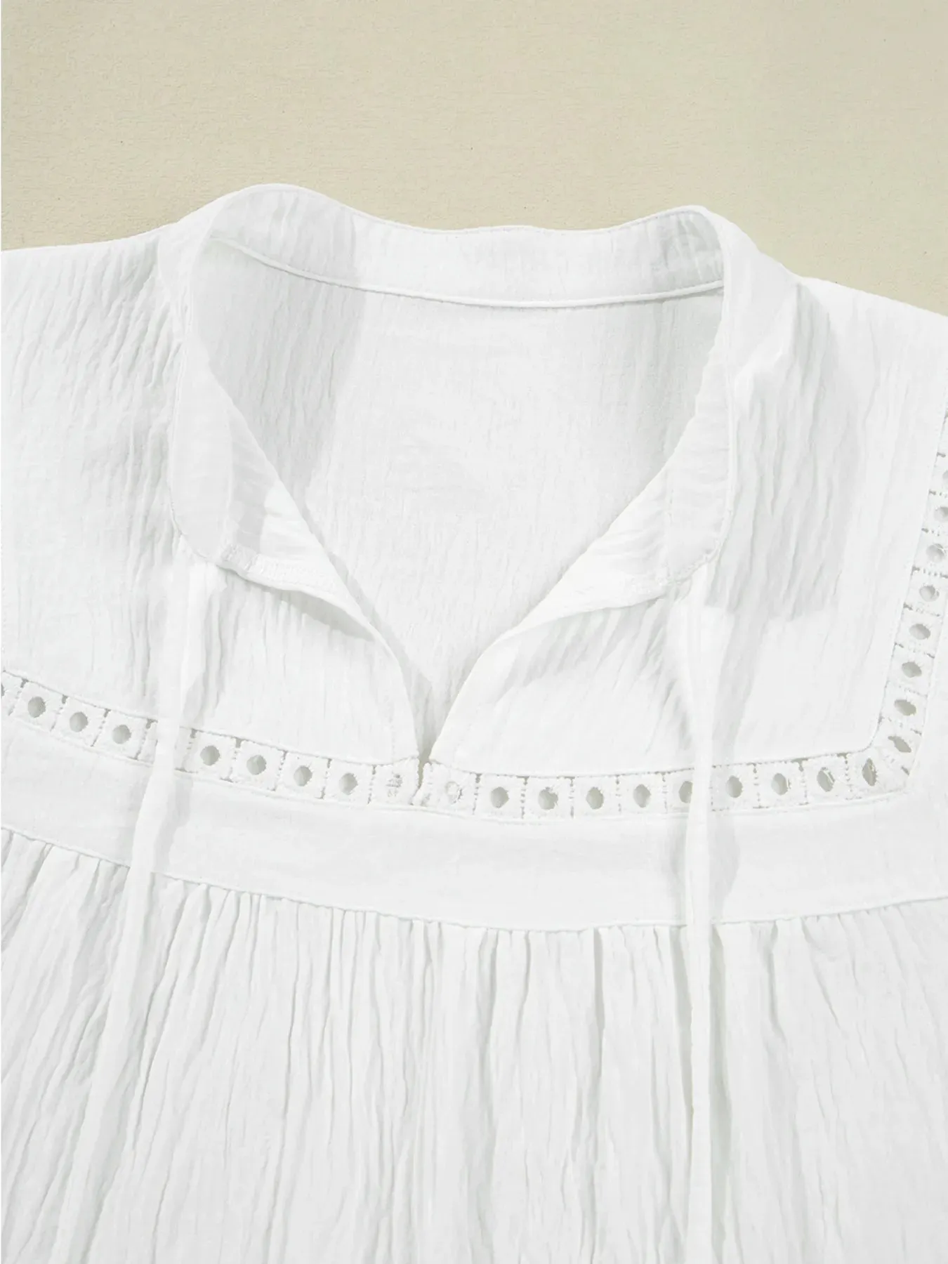 Drawstring Puff Sleeve Tie Neck Blouse sold by Charming Charlie product image thumbnail 4