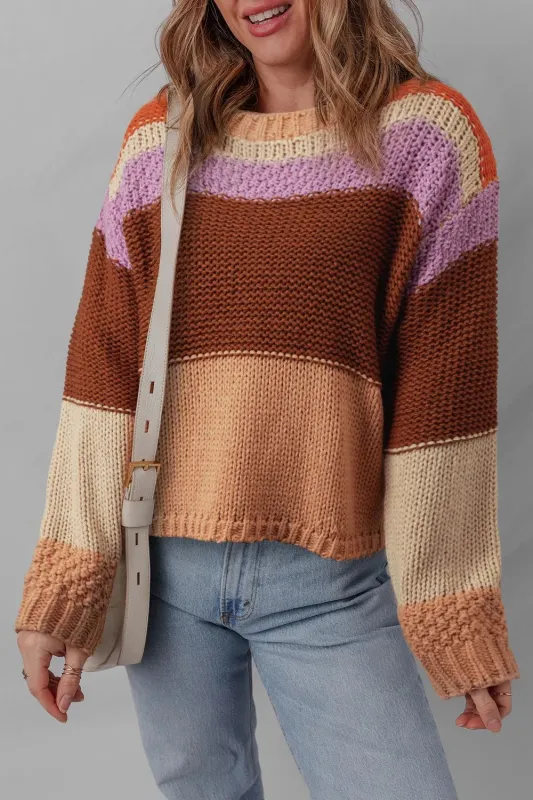 Colorblock Striped Round Neck Sweater sold by Charming Charlie