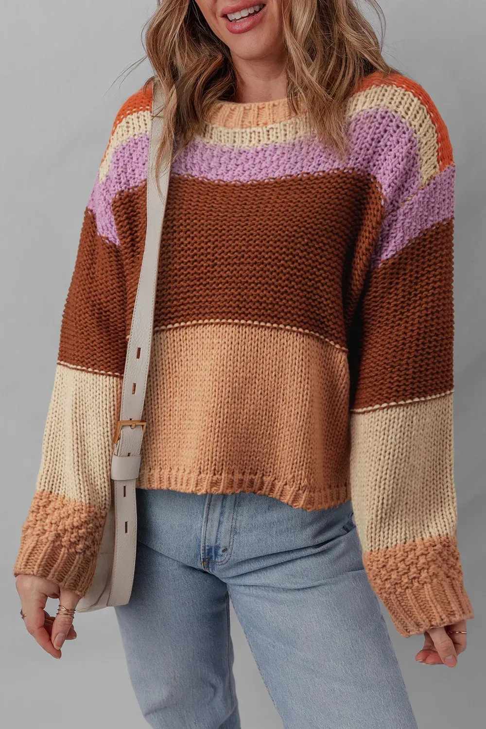 Colorblock Striped Round Neck Sweater sold by Charming Charlie