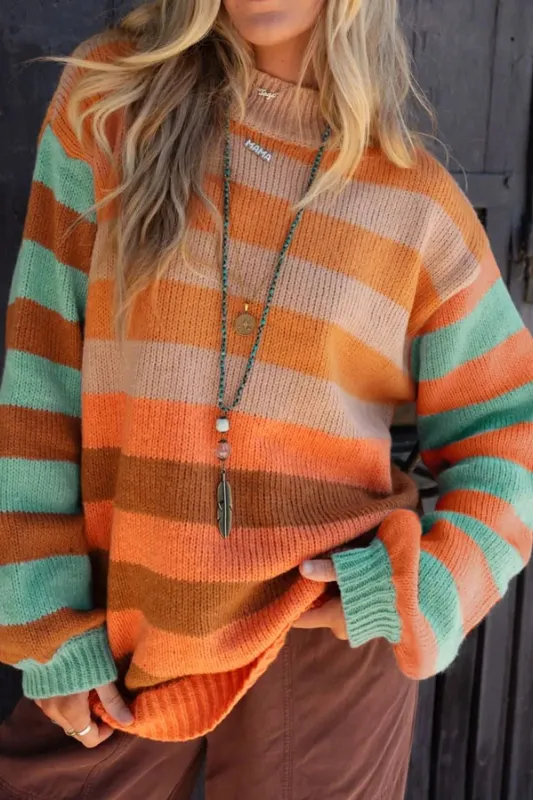 Striped Rainbow Long Sleeve Sweater sold by Charming Charlie