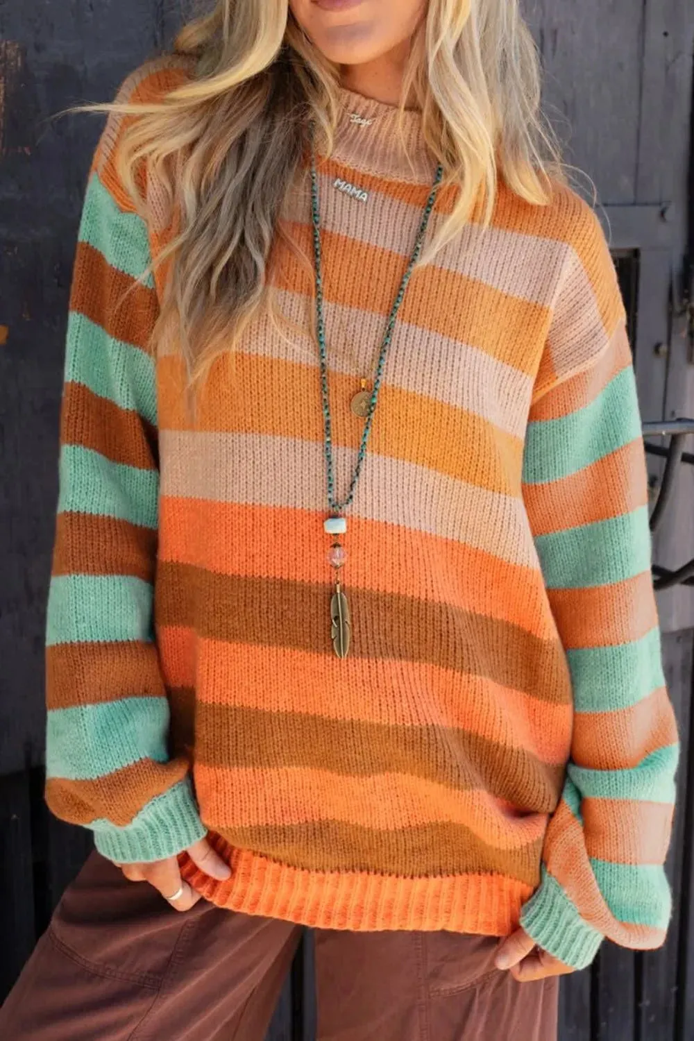 Striped Rainbow Long Sleeve Sweater sold by Charming Charlie product image thumbnail 3