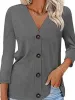 V-Neck Button Front Casual Top sold by Charming Charlie
