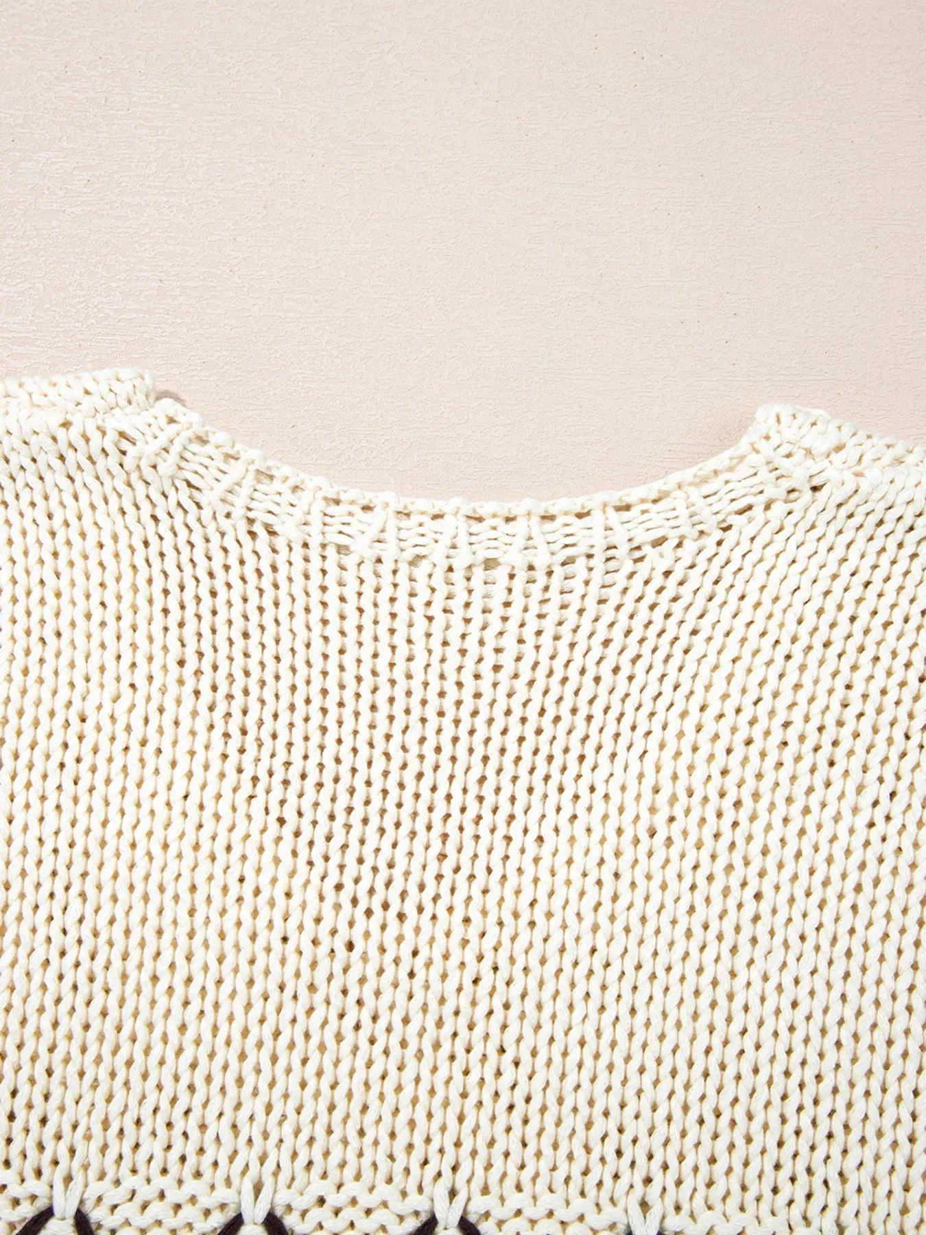 Contrast Stitch Detail V Neck Drop Shoulder Sweater sold by Charming Charlie product image thumbnail 4