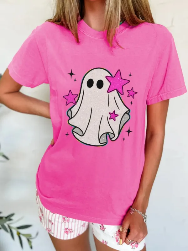 Ghost Graphic Halloween Round Neck T Shirt made by Trendsi