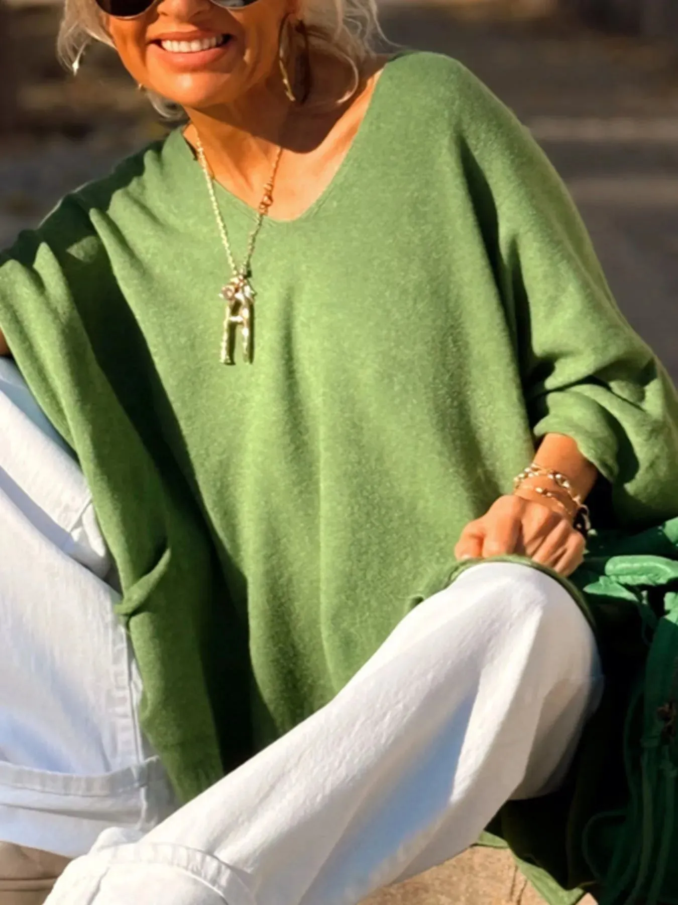 Ribbed Hem V-Neck Sweater sold by Charming Charlie product image thumbnail 2