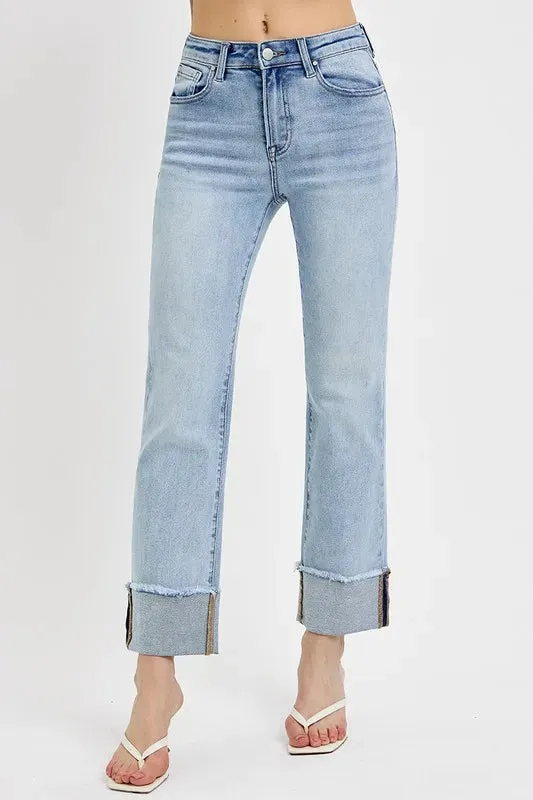 RISEN High Rise Straight Cuffed Relaxed Jeans sold by Charming Charlie product image thumbnail 2