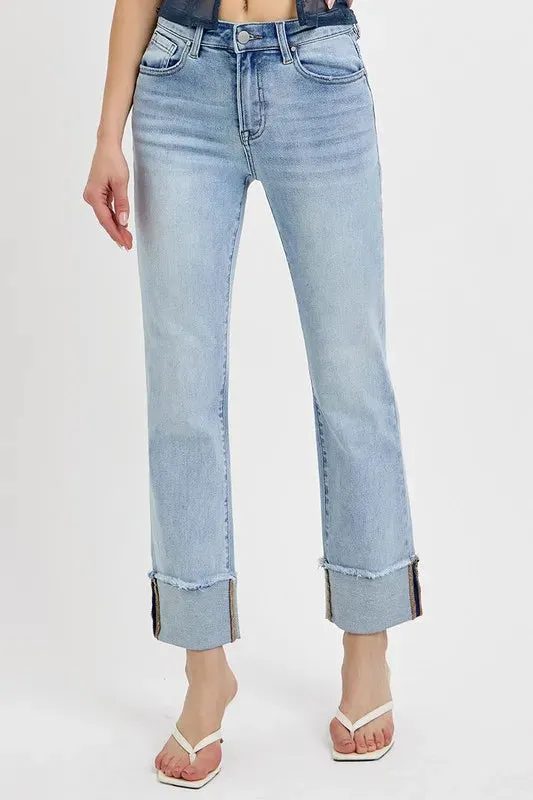 RISEN High Rise Straight Cuffed Relaxed Jeans sold by Charming Charlie product image thumbnail 3