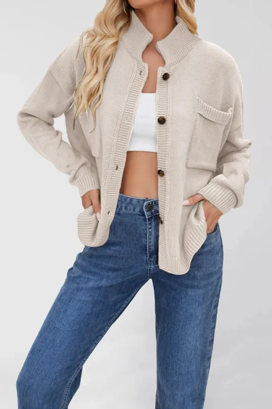 Ribbed Hem Button Up Cardigan sold by Charming Charlie