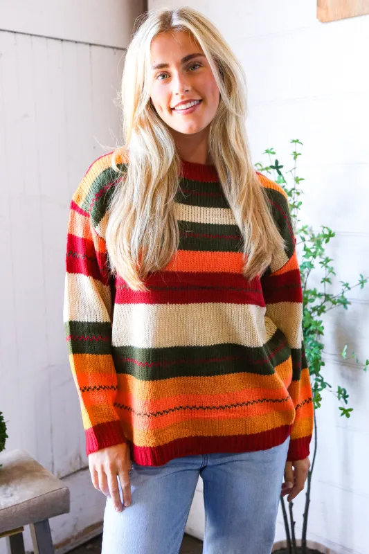 Harvest Hues Multi Stripe Thick Sweater sold by Charming Charlie