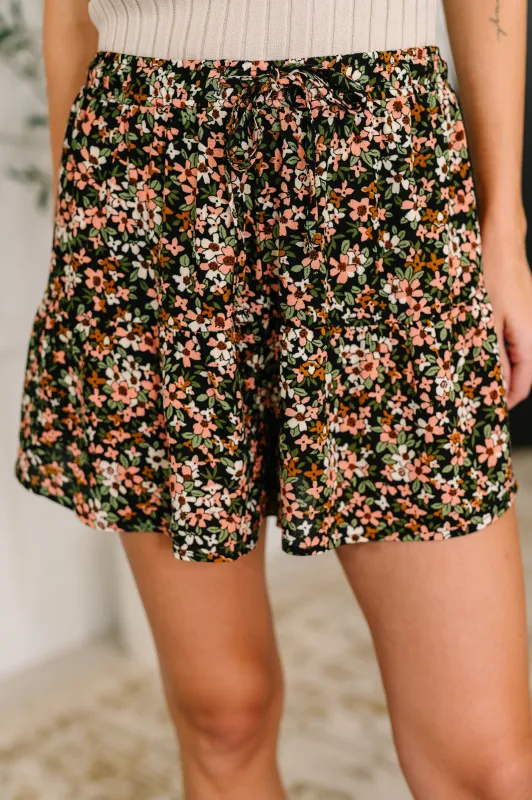 Short Notice Tiered Shorts in Tiny Flower Field sold by Charming Charlie