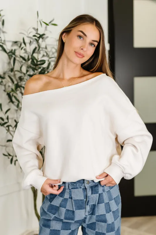 Side Hustle Off Shoulder Long Sleeve Top in Bone sold by Charming Charlie