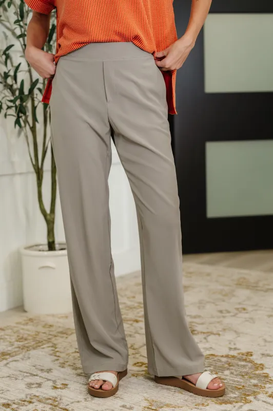 Peachy Keen Straight Leg Trousers in Stone Taupe sold by Charming Charlie