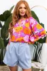 Floral Print Flounce Sleeve Notched Neck Blouse sold by Charming Charlie