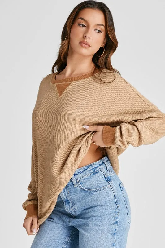 Smoke Gray Thermal Pullover Loose Sweatshirt sold by Charming Charlie product image thumbnail 4