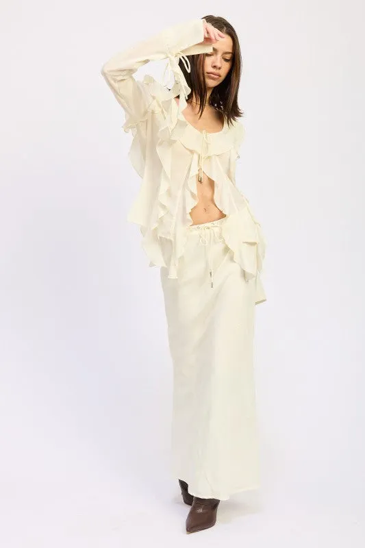 TIE FRONT RUFFLE TOP sold by Charming Charlie product image thumbnail 5