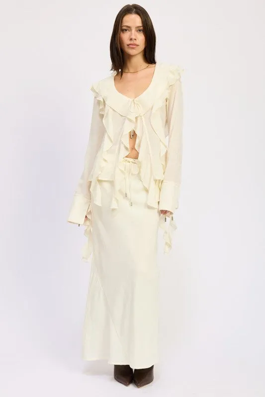 TIE FRONT RUFFLE TOP sold by Charming Charlie product image thumbnail 3