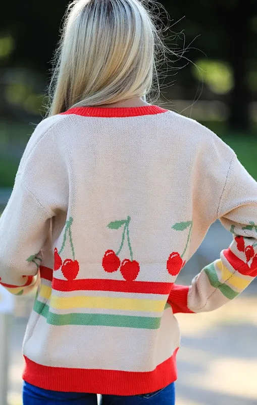Cherry Retro Stripe Cardigan sold by Charming Charlie product image thumbnail 2
