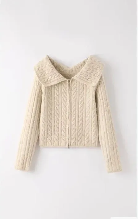 Cable Knit Zip-Up Cardigan sold by Charming Charlie