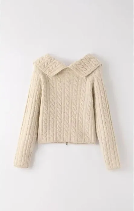 Cable Knit Zip-Up Cardigan sold by Charming Charlie product image thumbnail 2