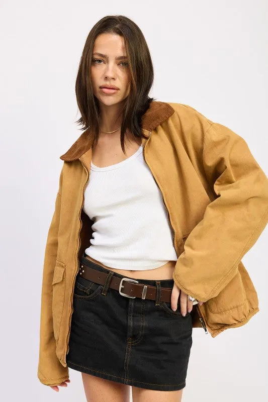 CONTRASTED COLLAR JACKET WITH POCKETS sold by Charming Charlie product image thumbnail 4