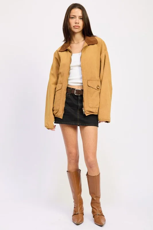 CONTRASTED COLLAR JACKET WITH POCKETS sold by Charming Charlie product image thumbnail 3