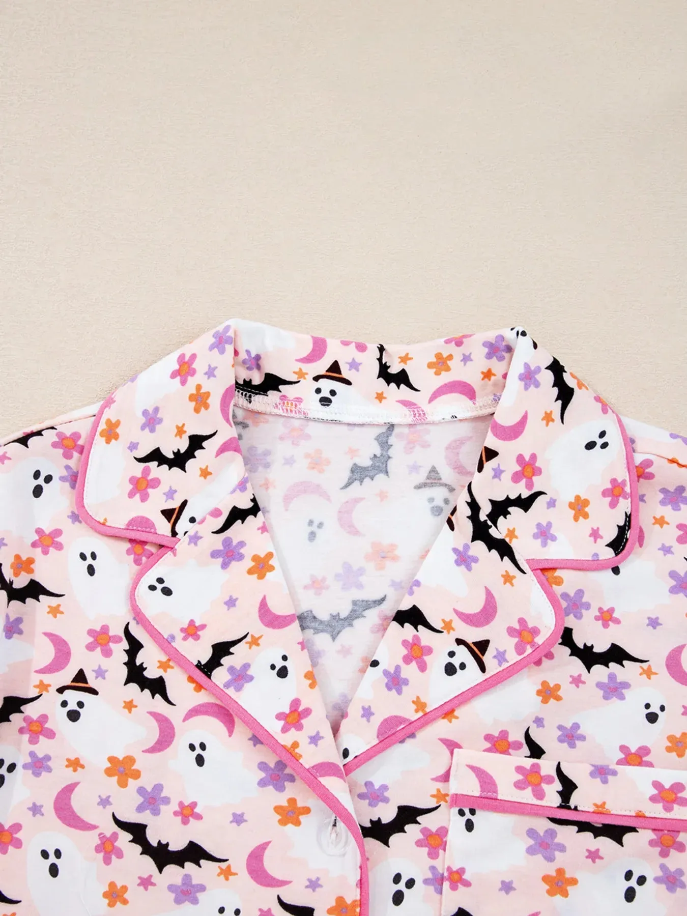 Halloween Ghost Print Button Up Top and Pants Lounge Set sold by Charming Charlie product image thumbnail 5